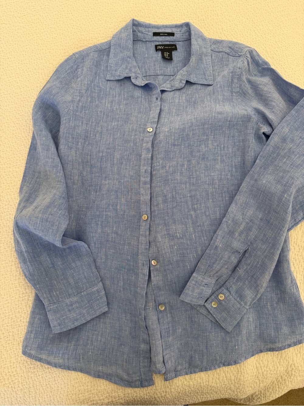 Women’s Blue Linen Button-Up Shirt